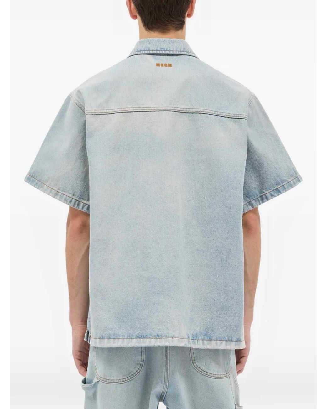 Camicia A Maniche Corte di MSGM in Blue da Uomo