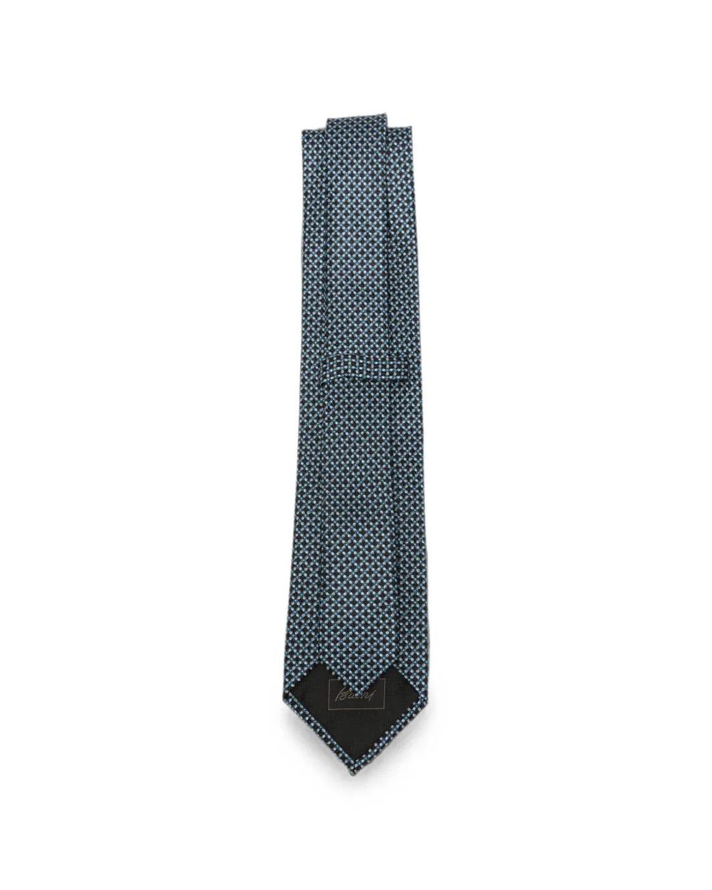 Brioni Blue Geometric-Pattern Tie for men