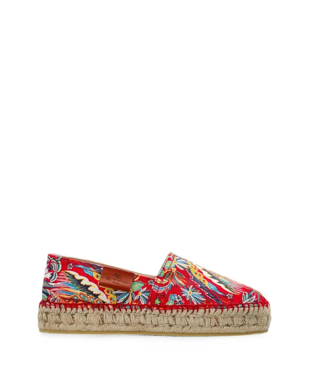 Etro Red Paisley-Print Platform Espadrilles