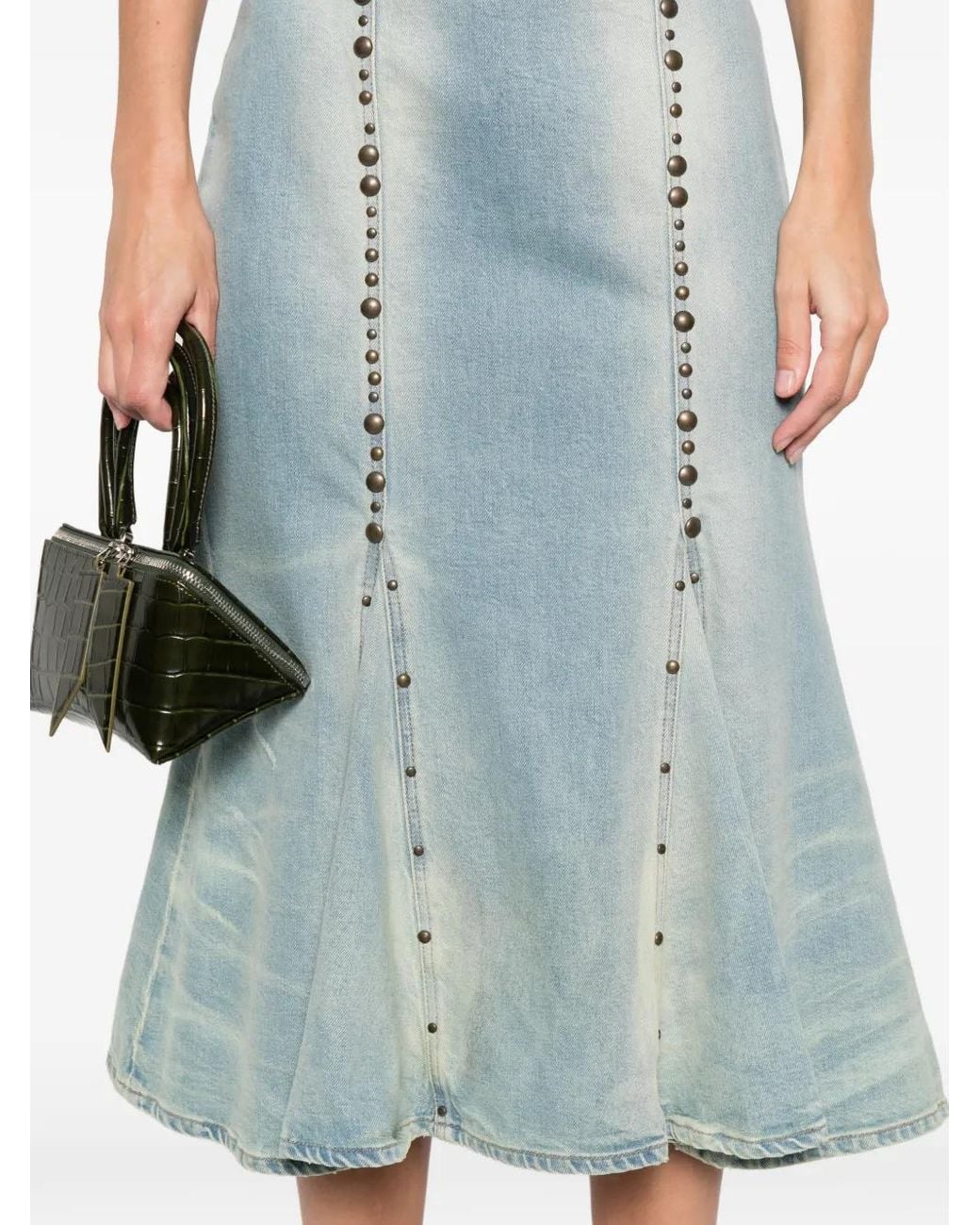 Blumarine Blue Studded Slit Dress