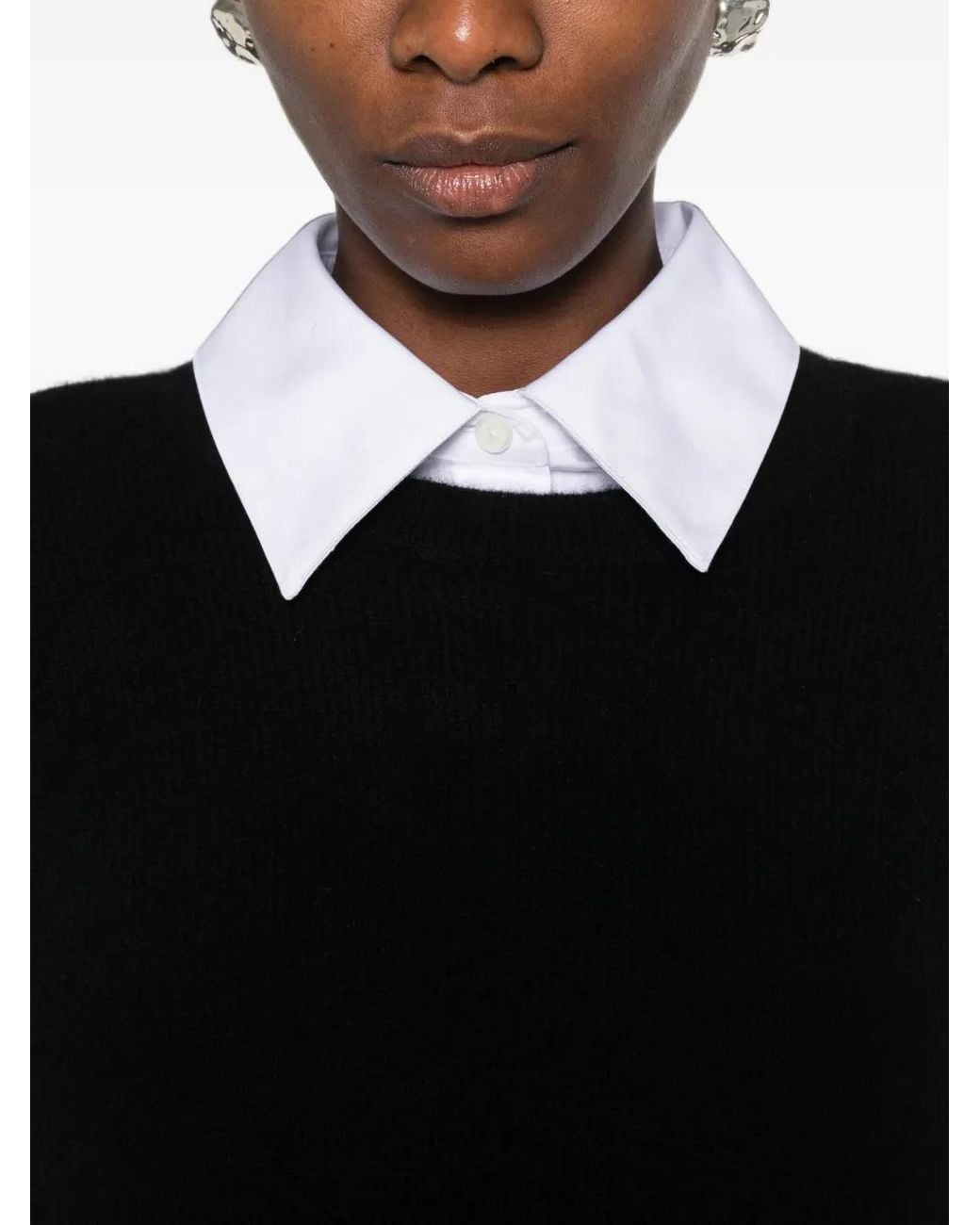 Totême Black Structured Crew-Neck Sweater