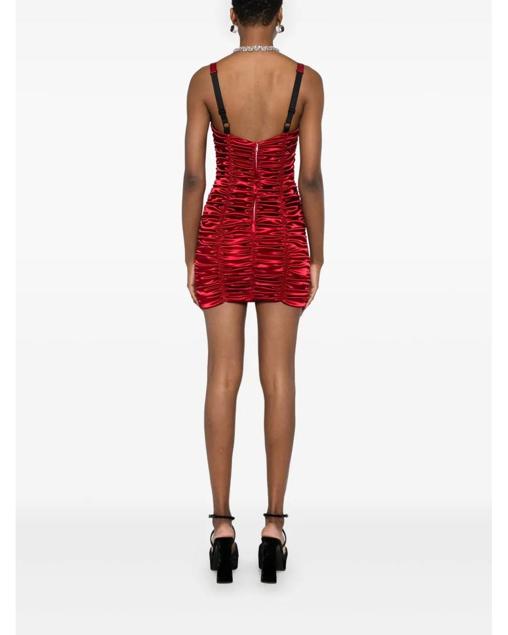 Dolce & Gabbana Red Draped Satin Minidress