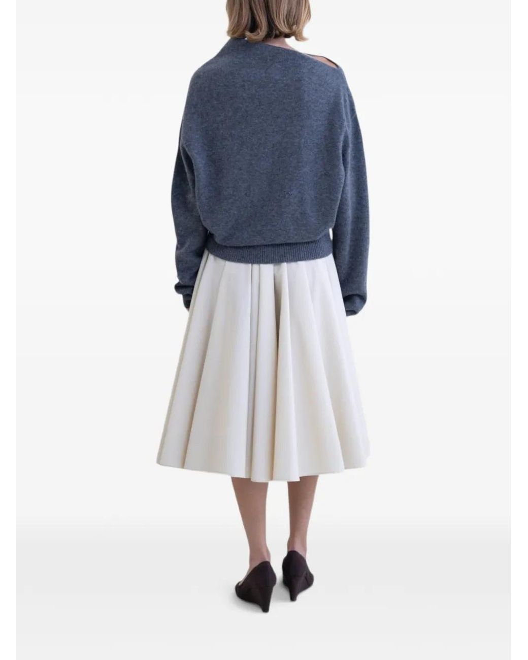 Belle Anna Blue Reve Asymmetric-Neck Sweater