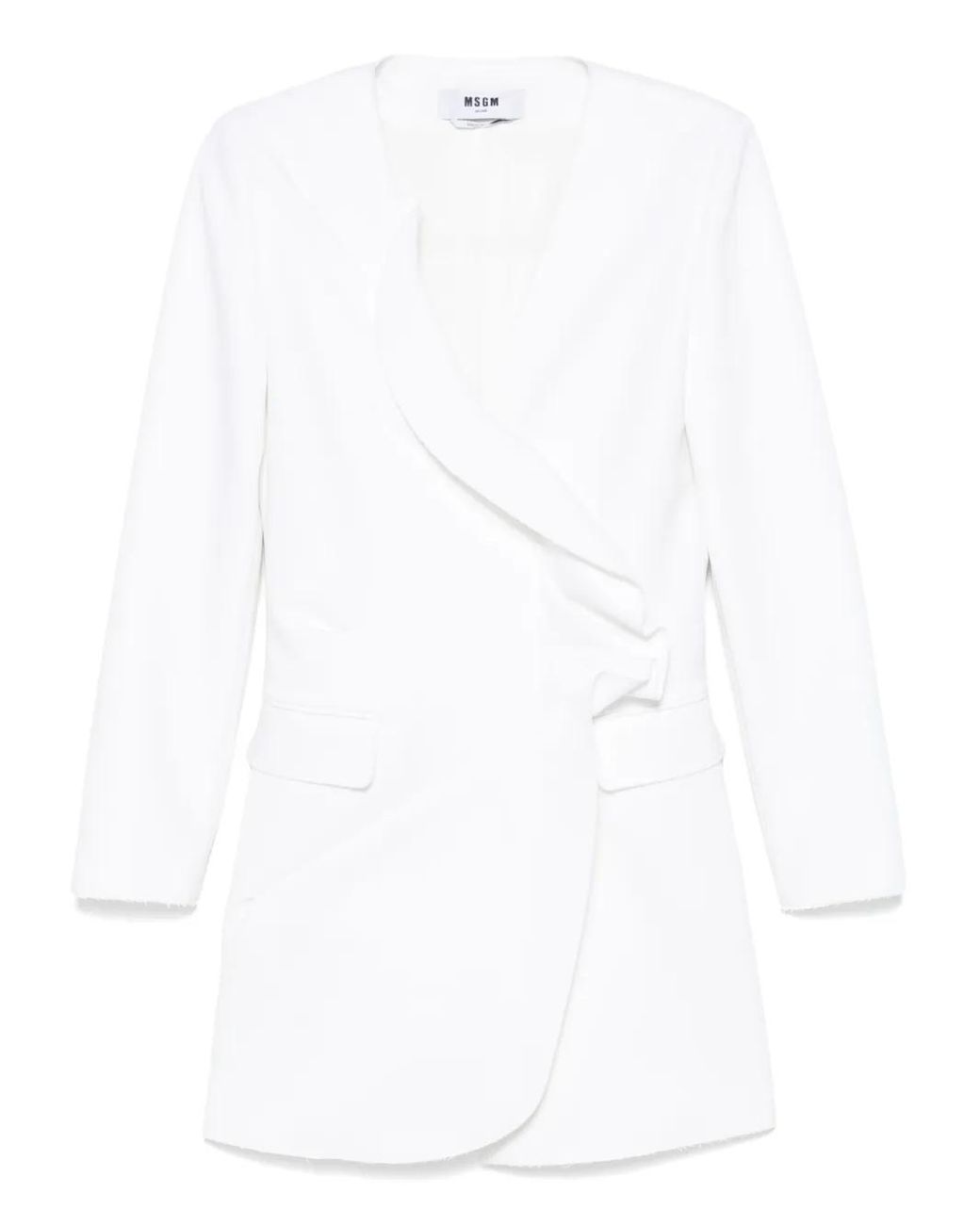 MSGM White Ruffled Tuxedo Mini Dress
