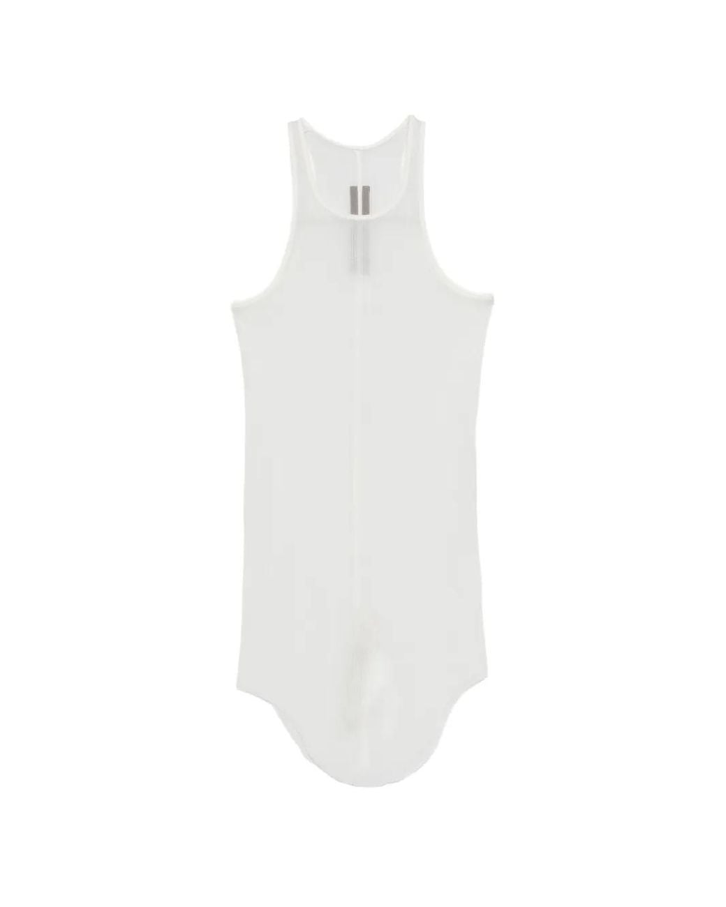 Rick Owens White Raw-Cut Ribbed Knit Tank Top