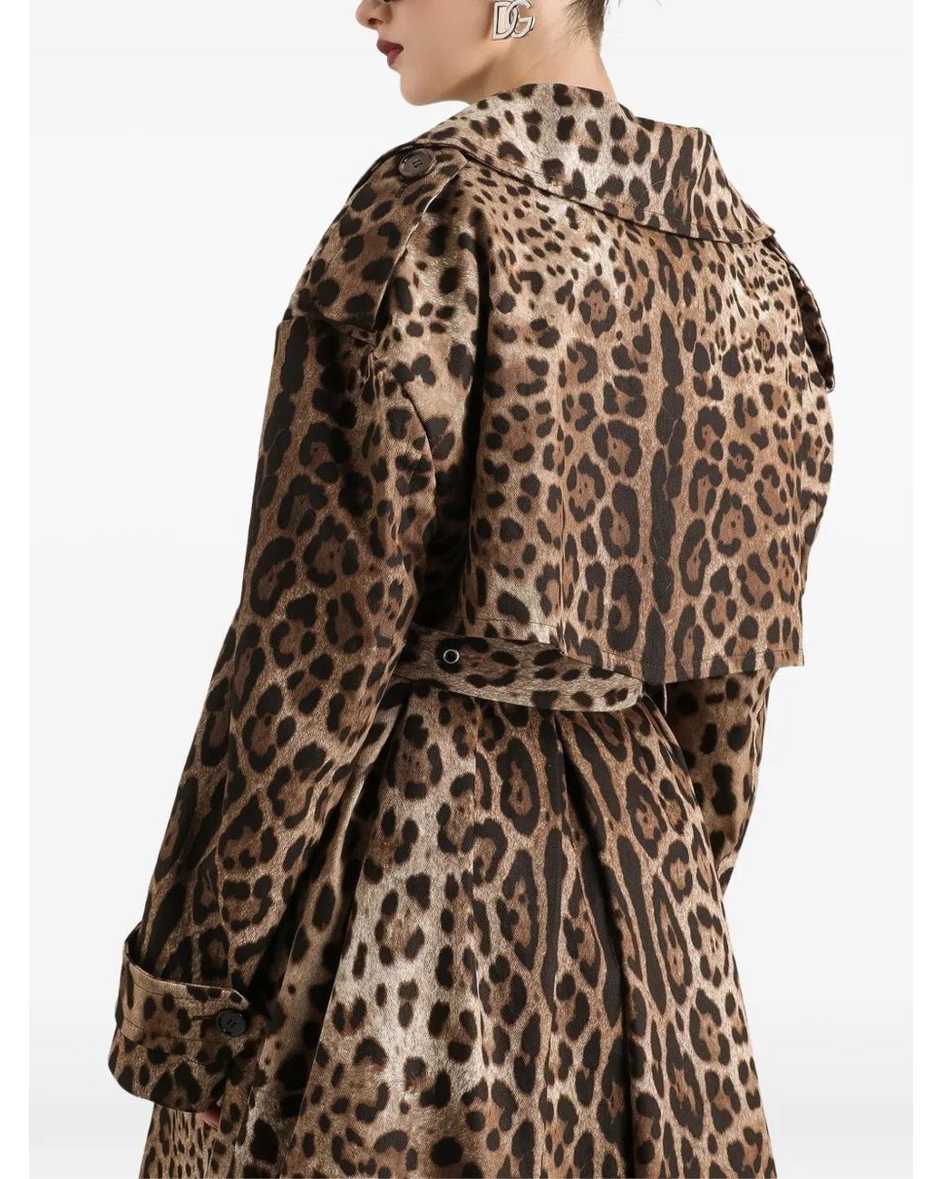 Dolce & Gabbana Multicolor Manteau De Perçage En Coton Imprimé Leo À Double Boutonnage