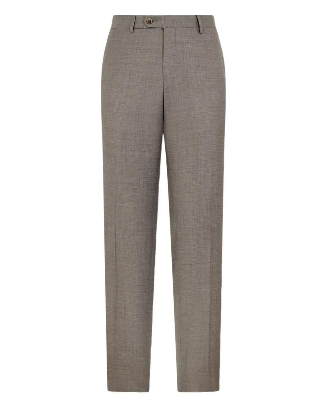 Brooks Brothers Gray Button Wool Trousers for men