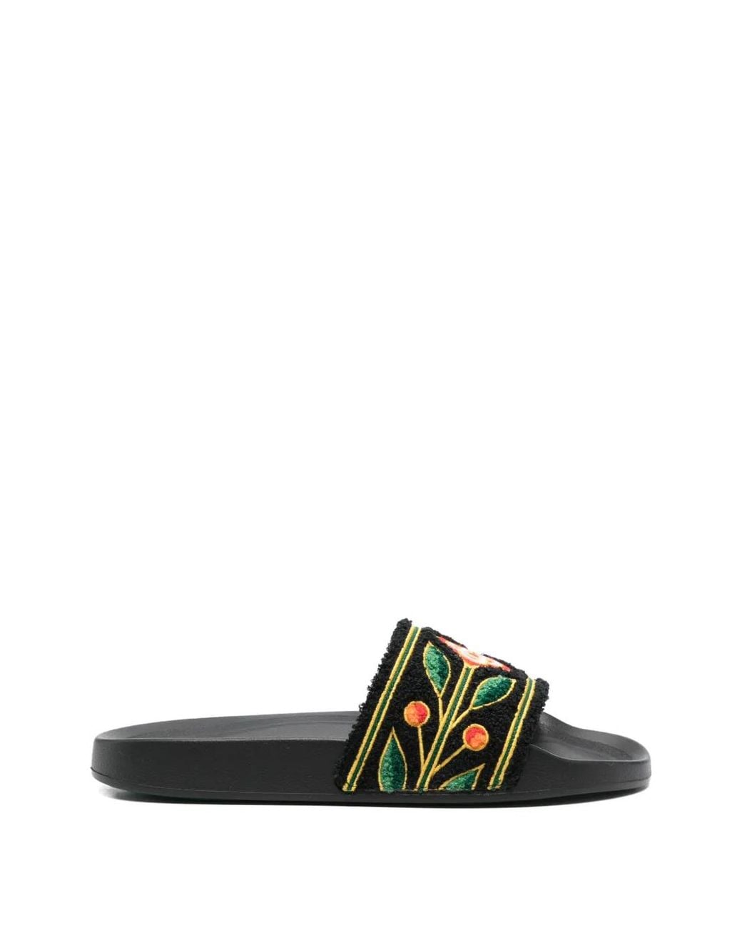 Casablanca Green Floral-Pattern Slides