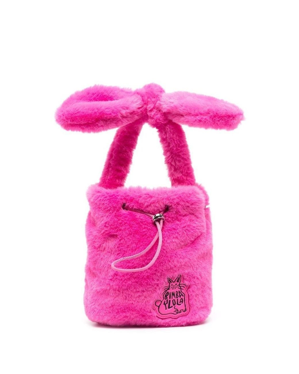 Bimba Y Lola Logo-patch Faux Fur Bucket Bag in Pink | Lyst
