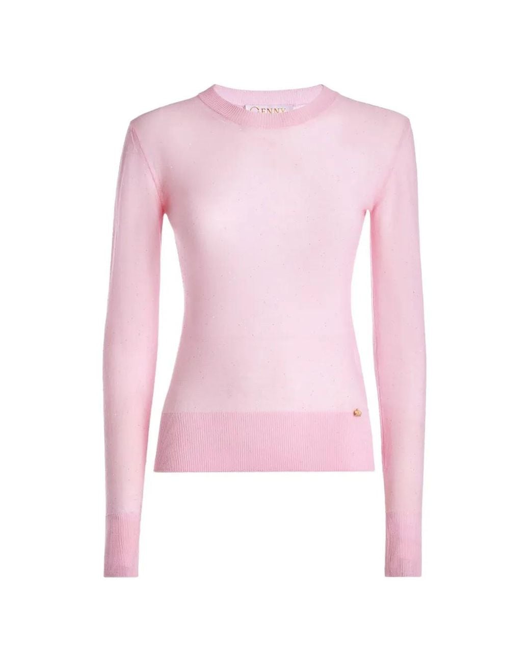 Genny Pink Fine-Knit Long-Sleeve Top