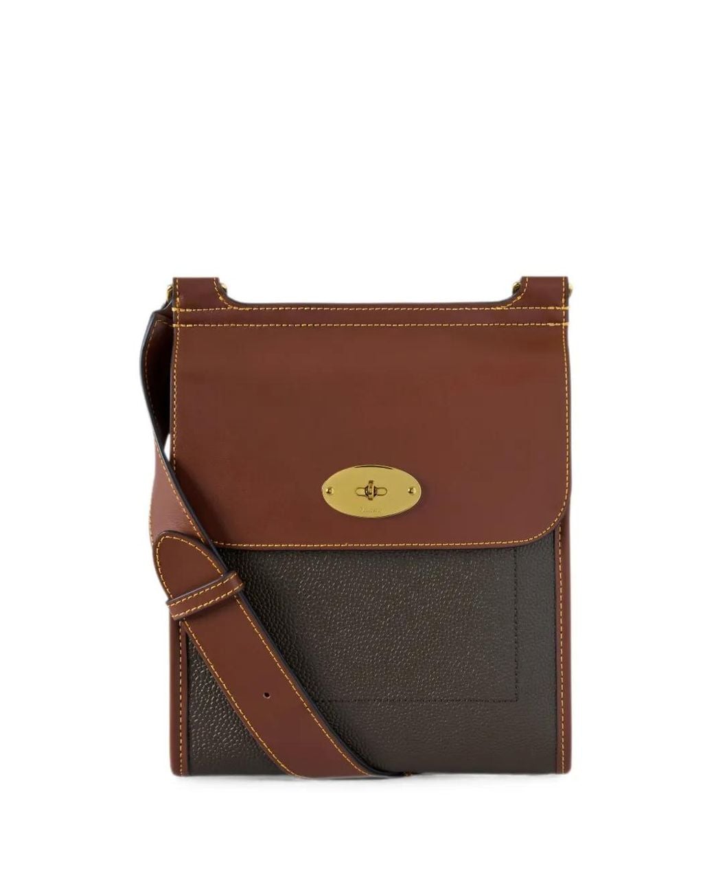 Mulberry Brown Antony Grained-Texture Messenger Bag