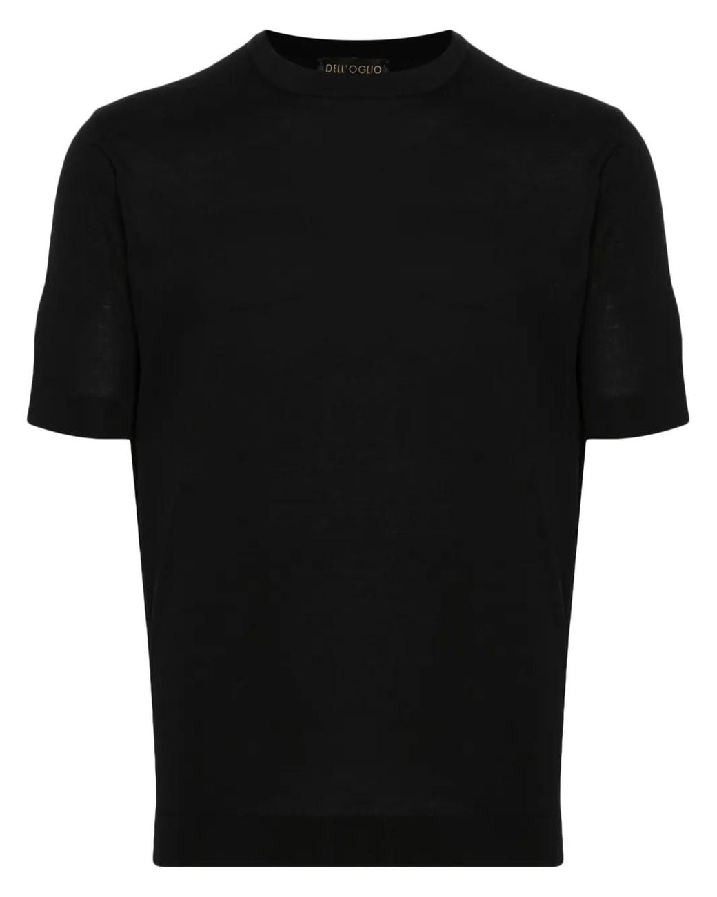 Dell'Oglio Black Crew-Neck Cotton T-Shirt for men