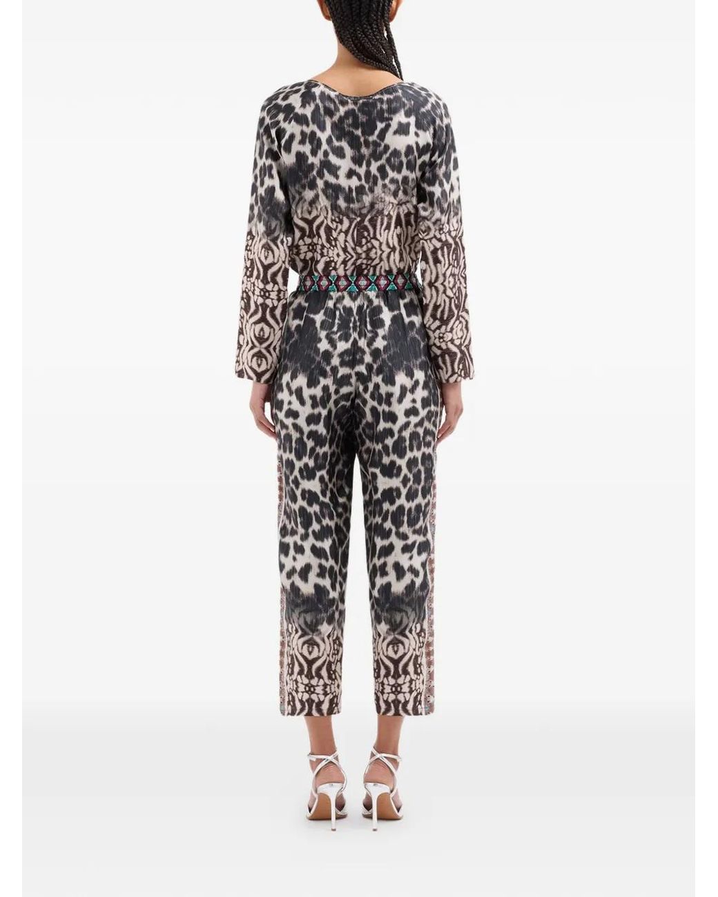 Pierre Louis Mascia Blue Aloe Leopard-Print Trousers