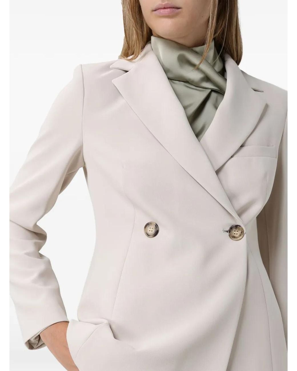 Hanita Gray Double-Breasted Peaked-Lapel Jacket