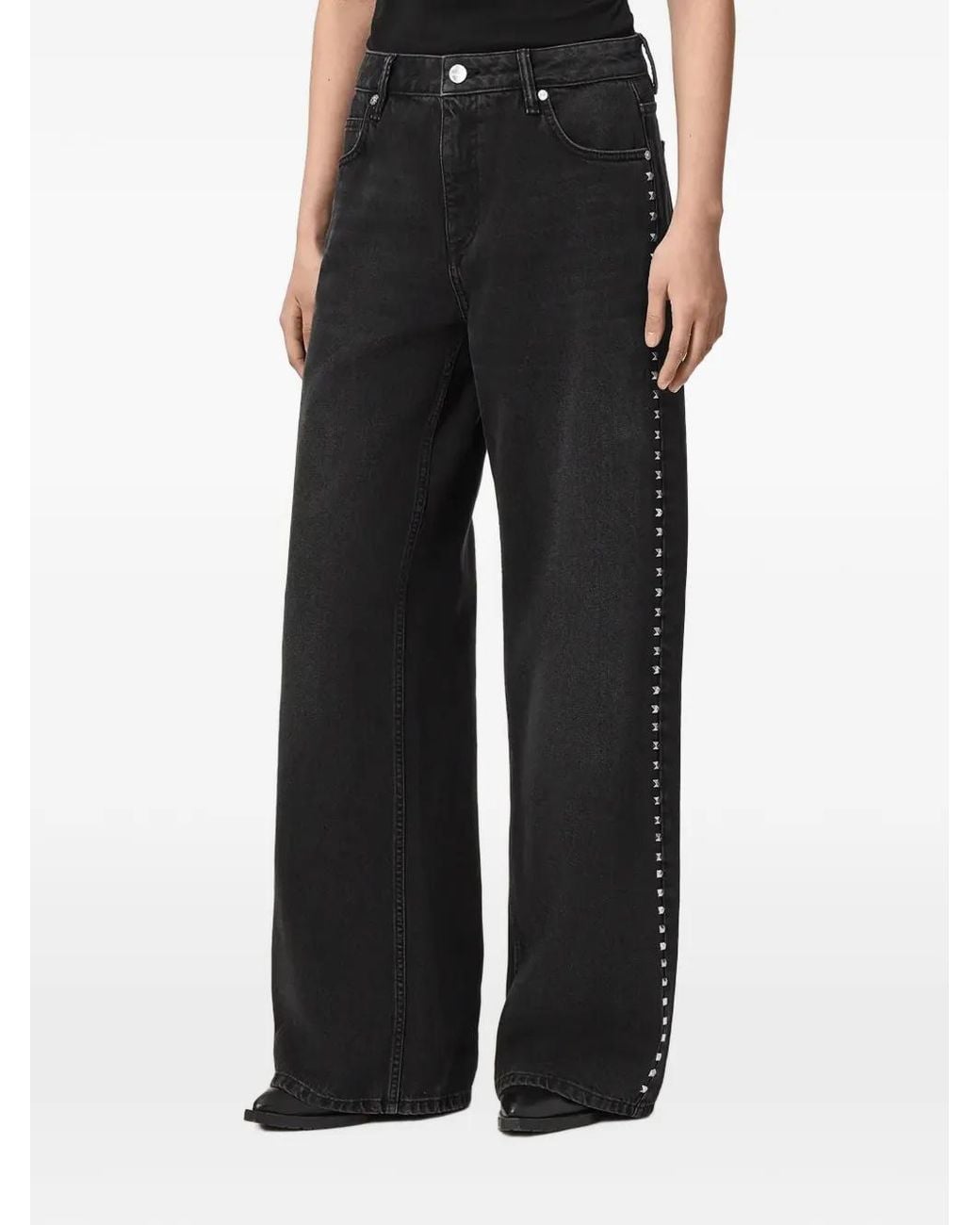 AllSaints Black Sway Stud-Embellished Jeans