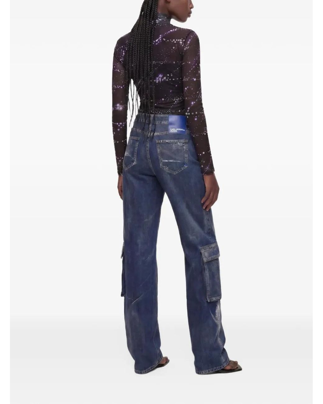 Karl Lagerfeld Blue Utility Mid-Rise Relaxed Jeans