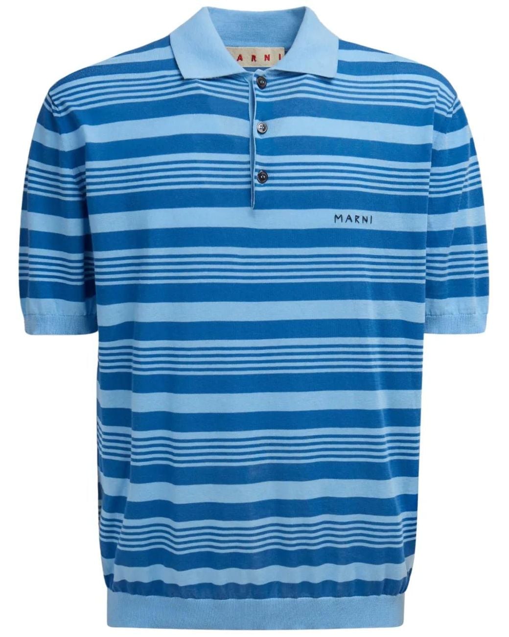 Marni Blue Mixed Stripe Polo Shirt for men