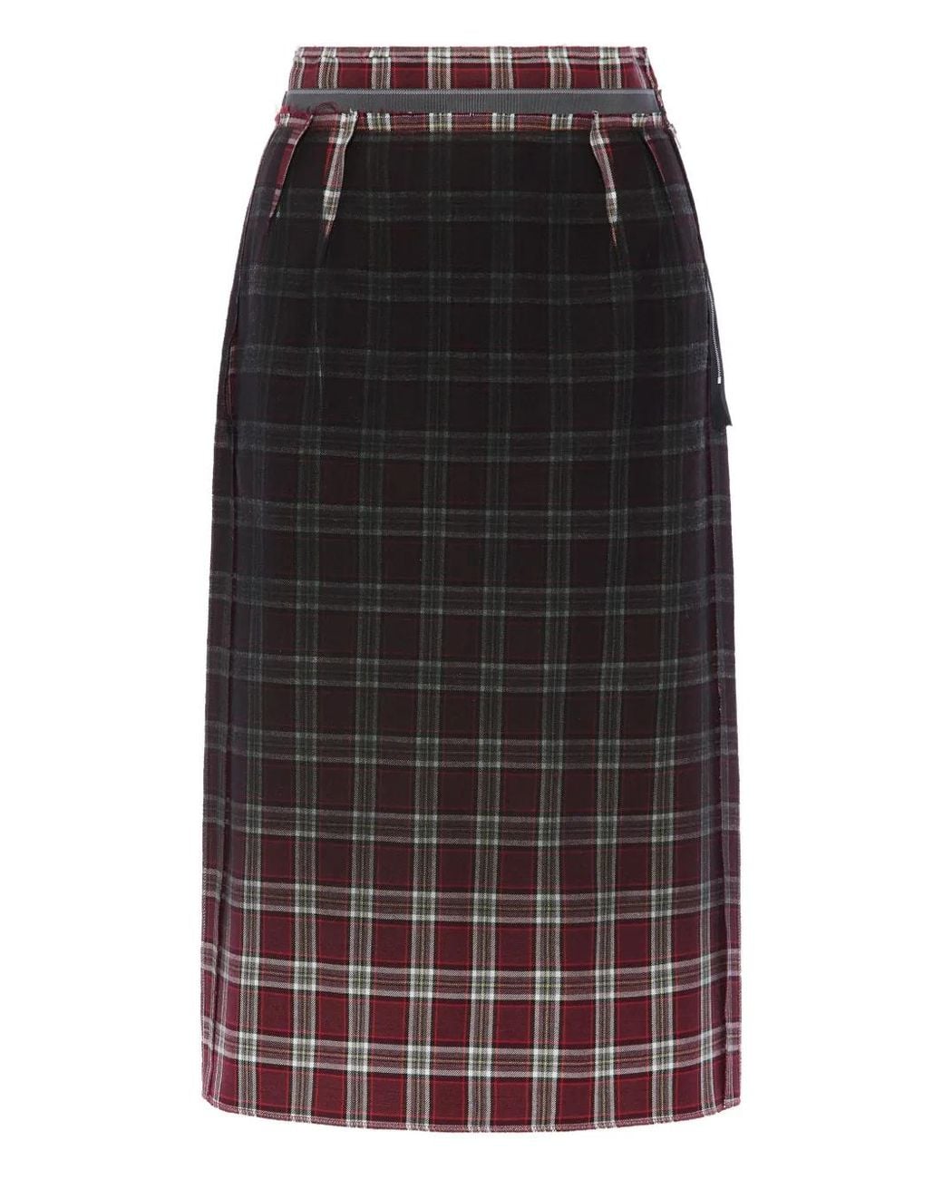 Maison Margiela Black Faded Check Wool Skirt