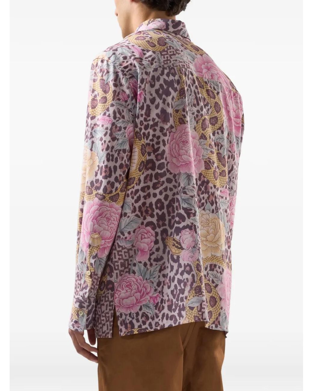 Gcds Pink Animal-Print Floral Shirt for men