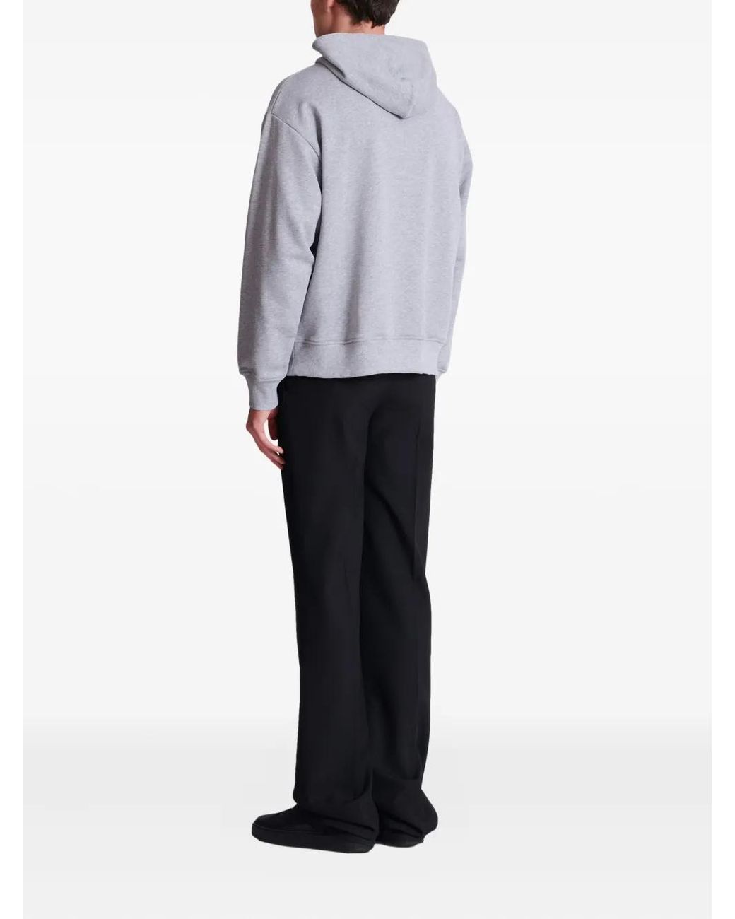 Balmain Gray Printed Cotton Hoodie for men