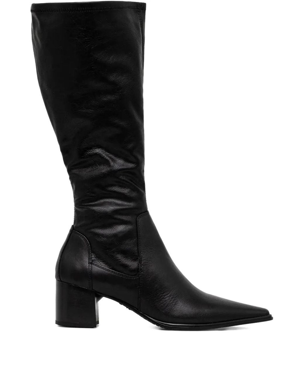 Vagabond Black Pointed-Toe Knee-High Boots
