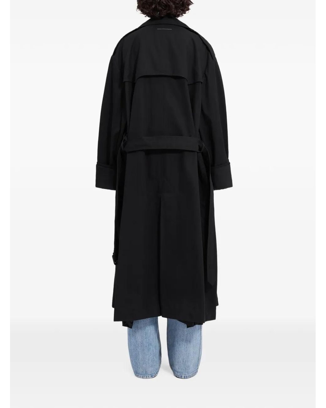 MM6 by Maison Margiela Black Cotton Twill Trench Coat