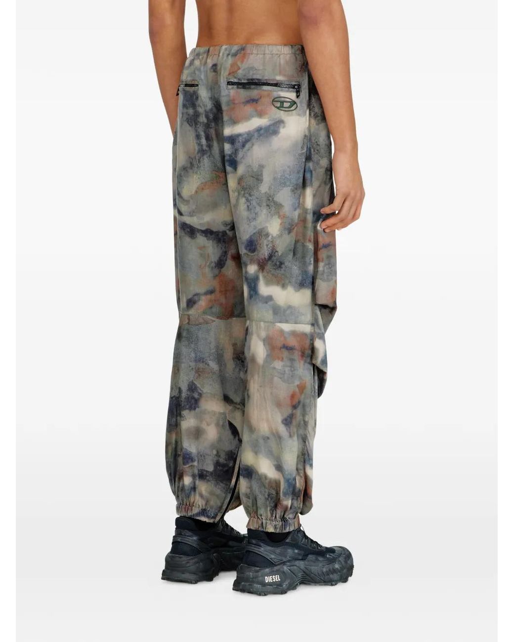 DIESEL Gray Pantalon Évasé Court for men