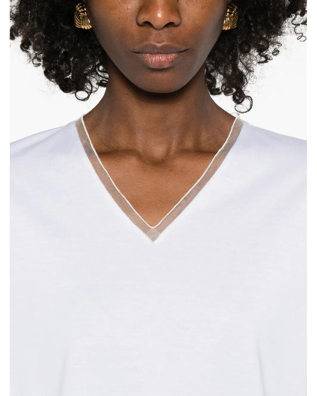 Fabiana Filippi White V-Neck T-Shirt