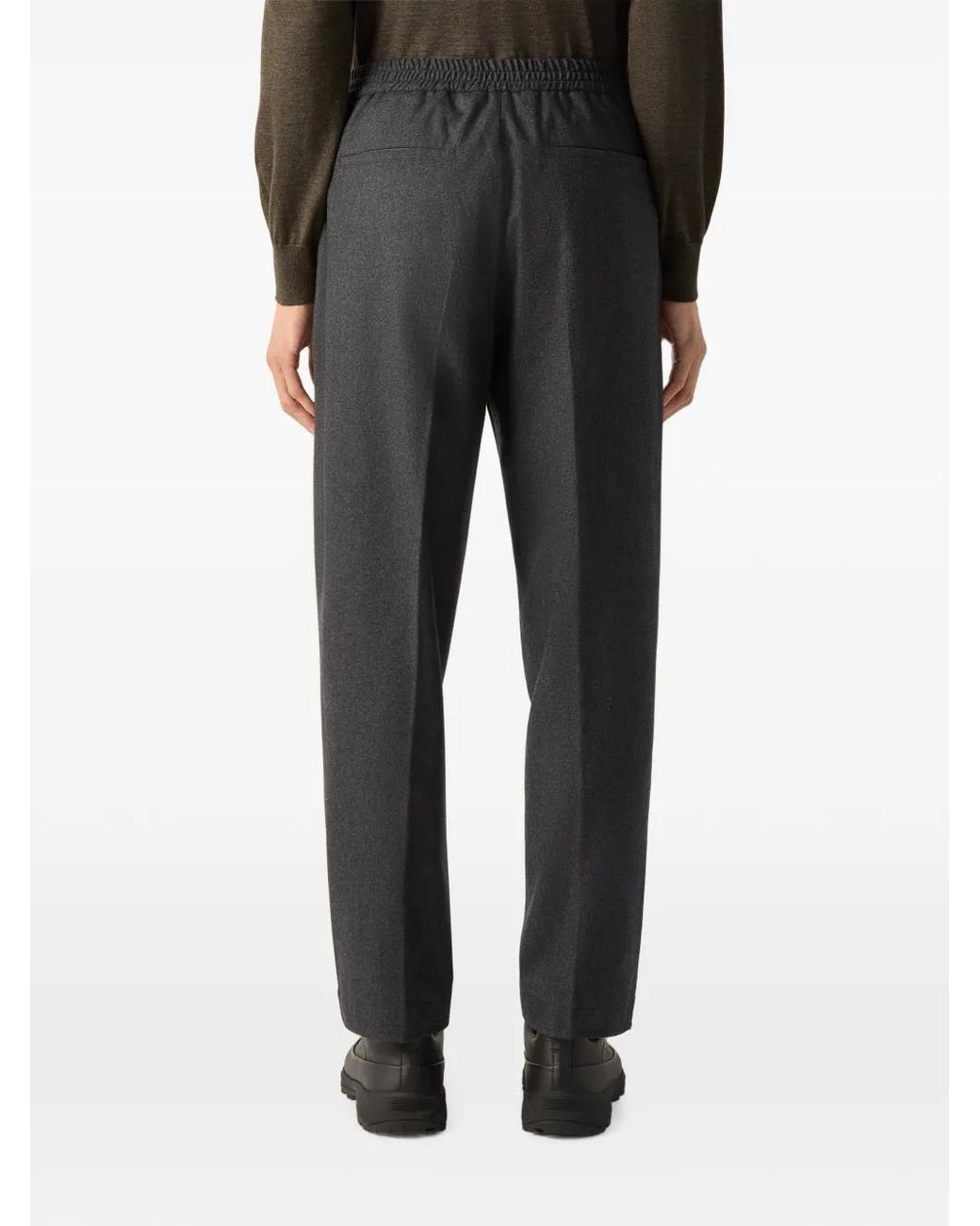 Zegna Blue Dark Mélange Wool Silk And Cashmere Pants for men