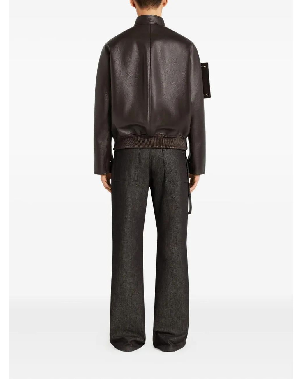 Courreges Brown Zip-Up Leather Jacket for men