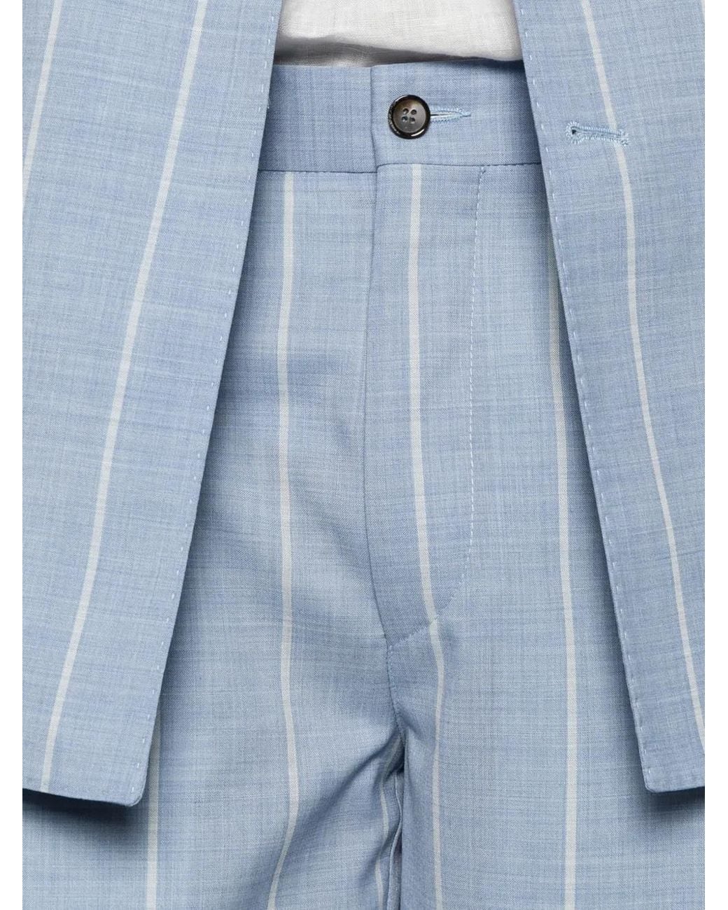 Luigi Bianchi Blue Pinstripe Double-Breasted Suit for men