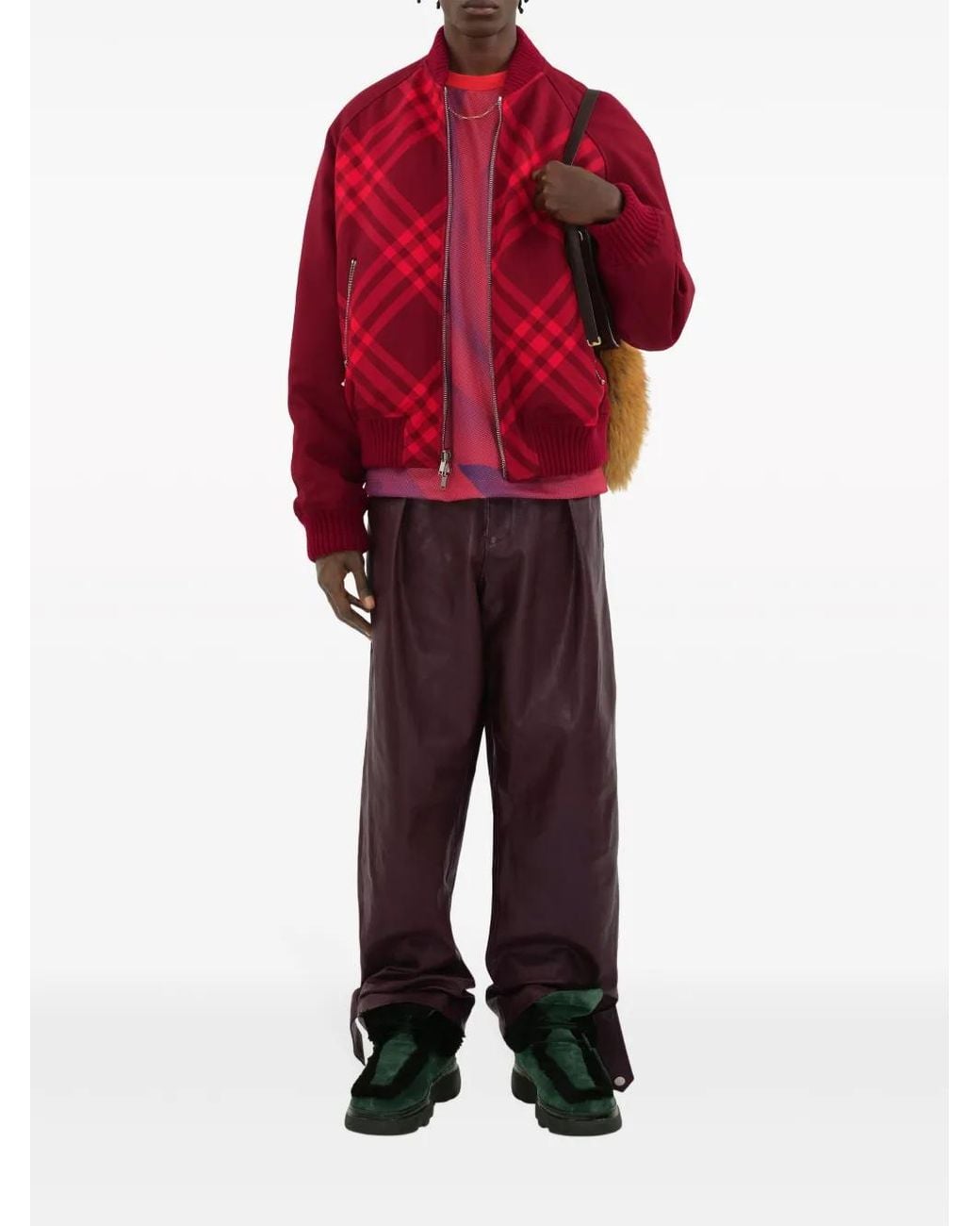 Burberry Red Check Reversible Bomber Jacket for men