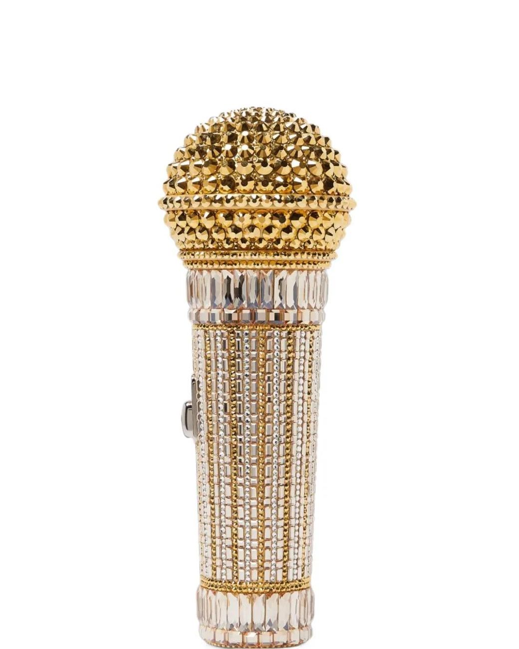 Judith Leiber Metallic Microphone Diva Crystal-Embellished Mini Bag