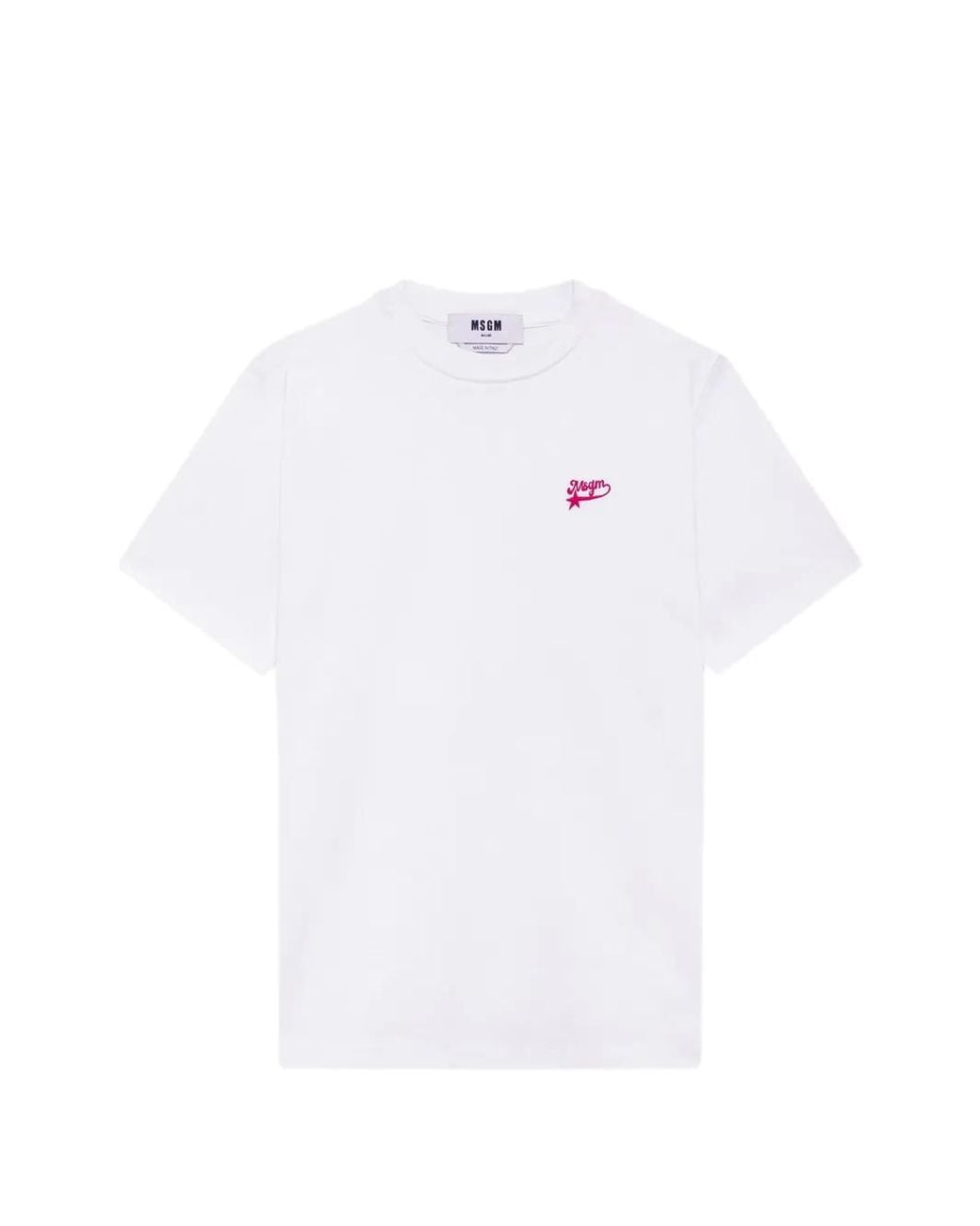 MSGM White Logo-Embroidered T-Shirt