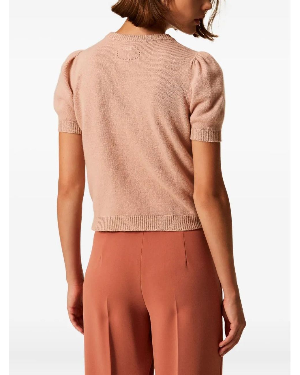 Twinset Pink Puff-Sleeve Sweater