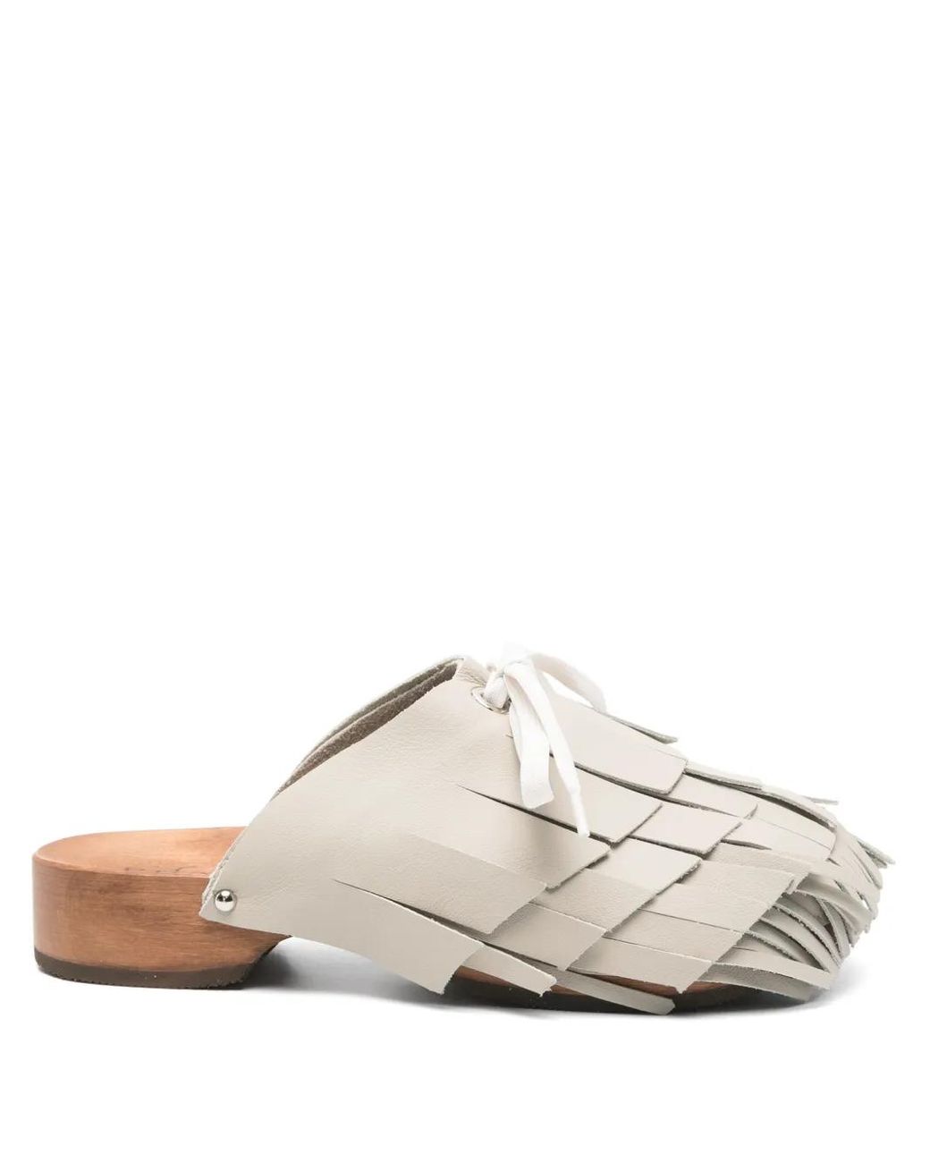 サンダル・ミュール Jejia Fringe-Detail Leather Clogs Jejia Fringe-Detail Leather Clogs Sandals | THE LIST
