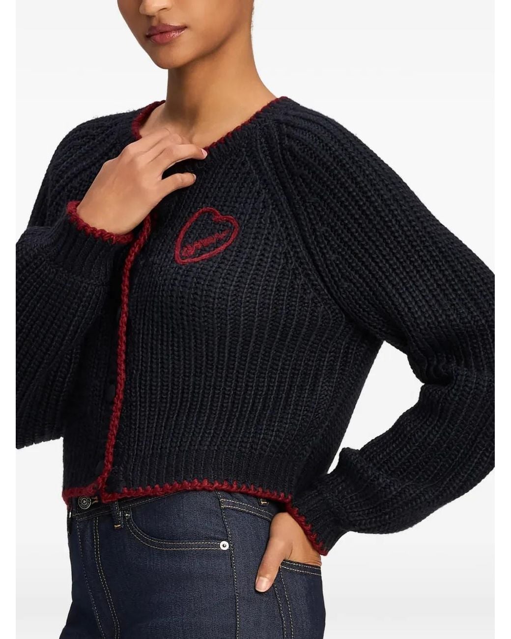 Cinq À Sept Blue Cardigan Millie Amour À Broderies Cœur