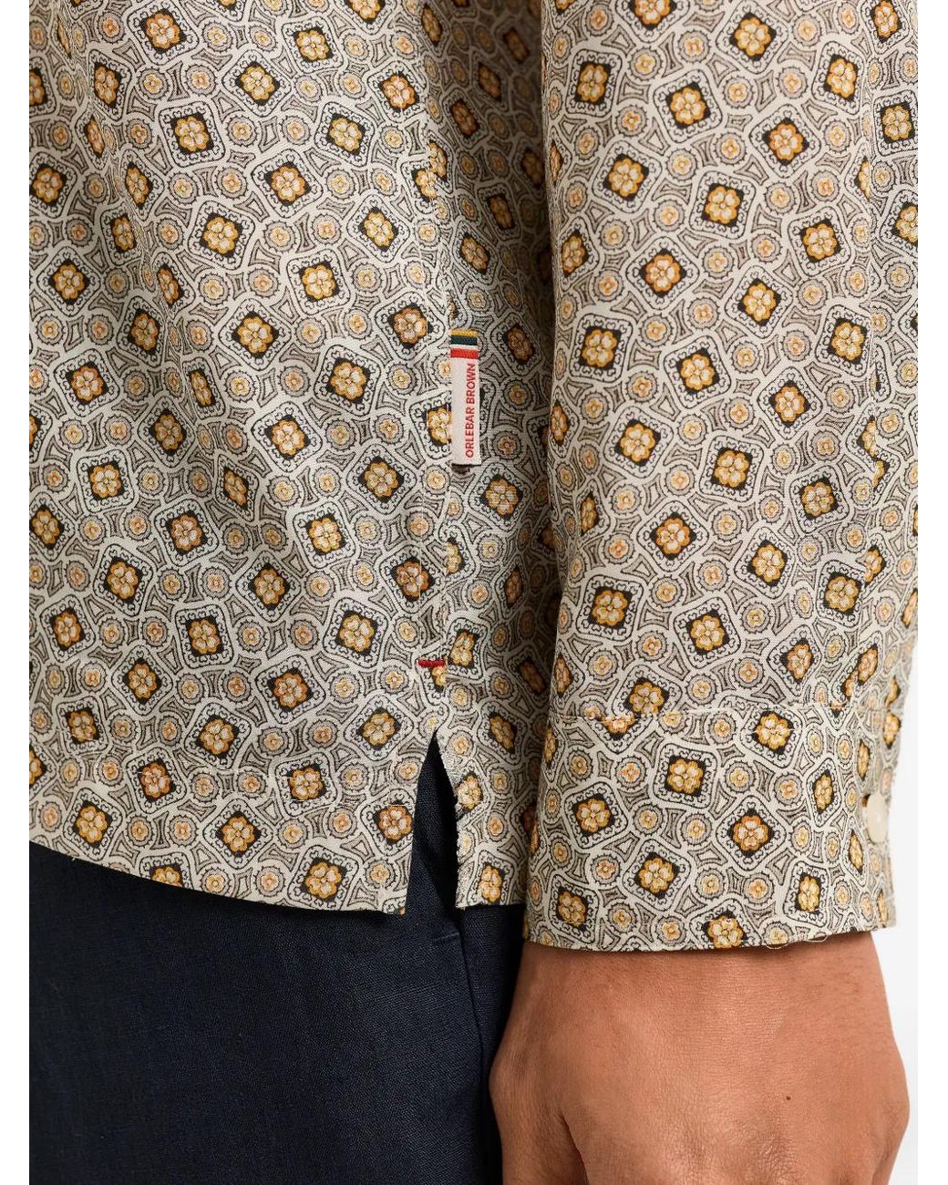 Orlebar Brown Gray Ridley Patterned V-Neck T-Shirt for men