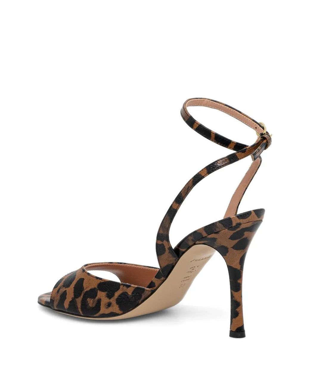 Pollini White Aria Leopard-Print Ankle-Strap Pumps