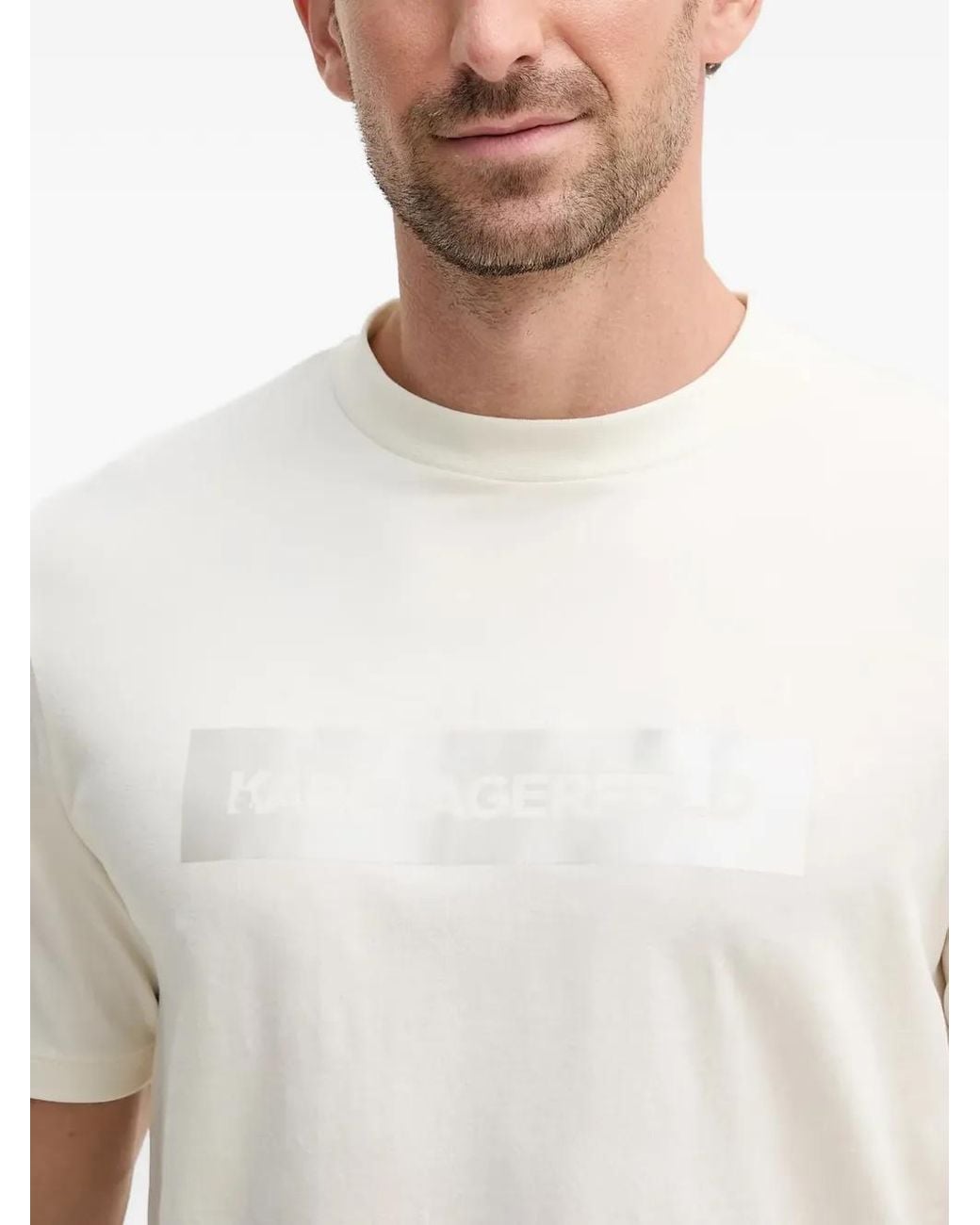 Karl Lagerfeld White Logo-Print T-Shirt for men