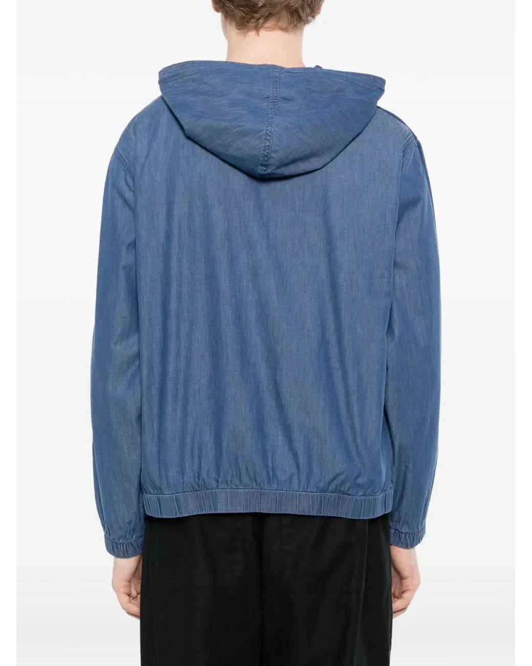 SPORT b. by agnès b. Blue Veste En Chambray À Capuche for men