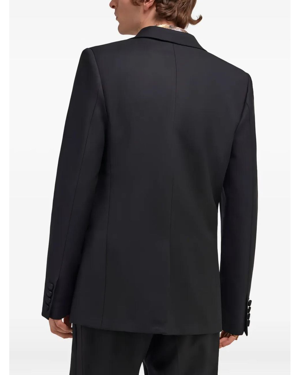 Roberto Cavalli Black Satin-Lapel Single-Button Blazer for men