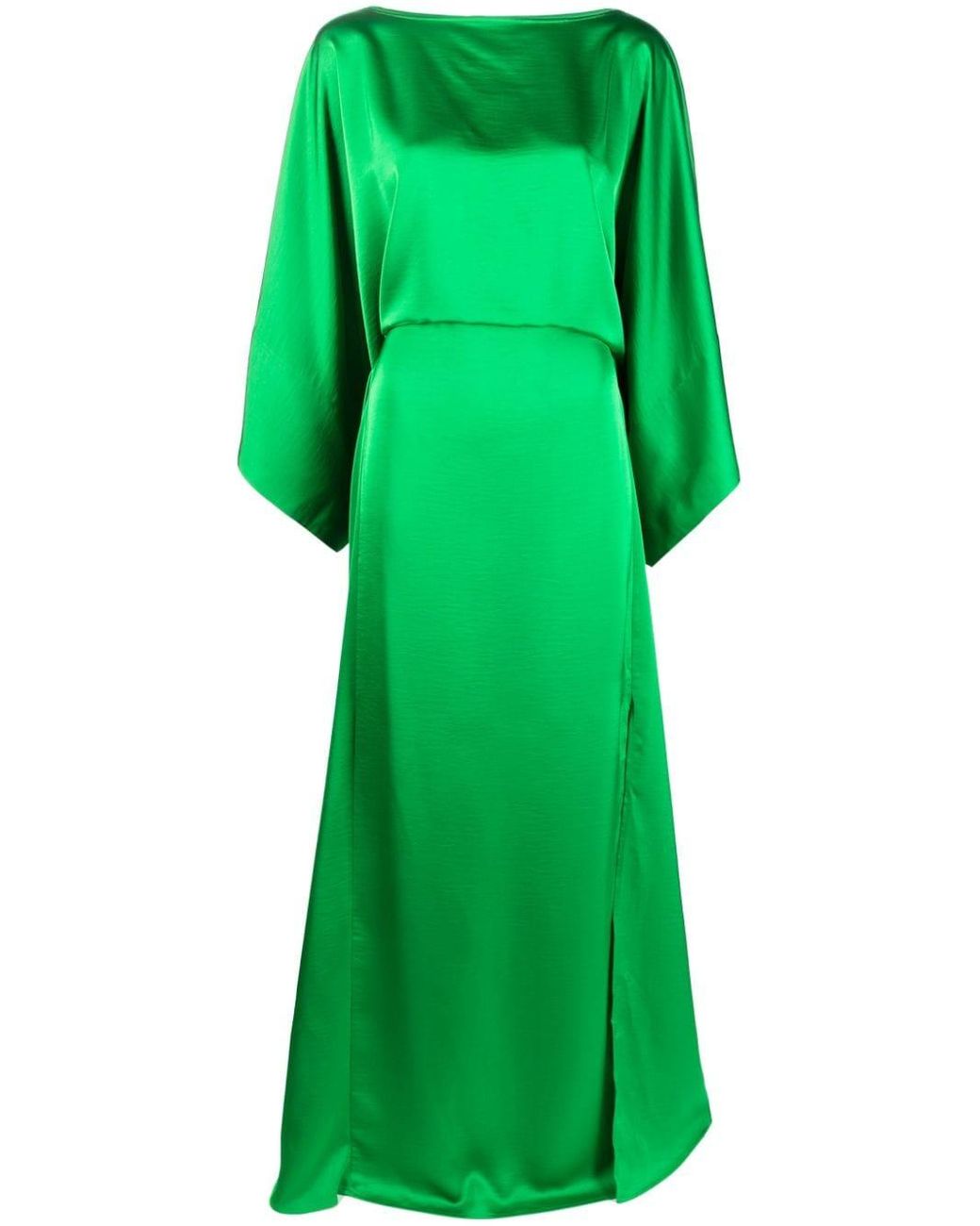 Essentiel Antwerp Draped Satin Gown in Green | Lyst UK