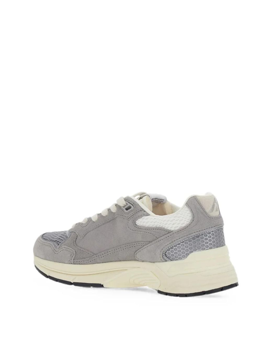 Autry White Suede & Fabric Low Top Sneaker With Logo Patch Detail