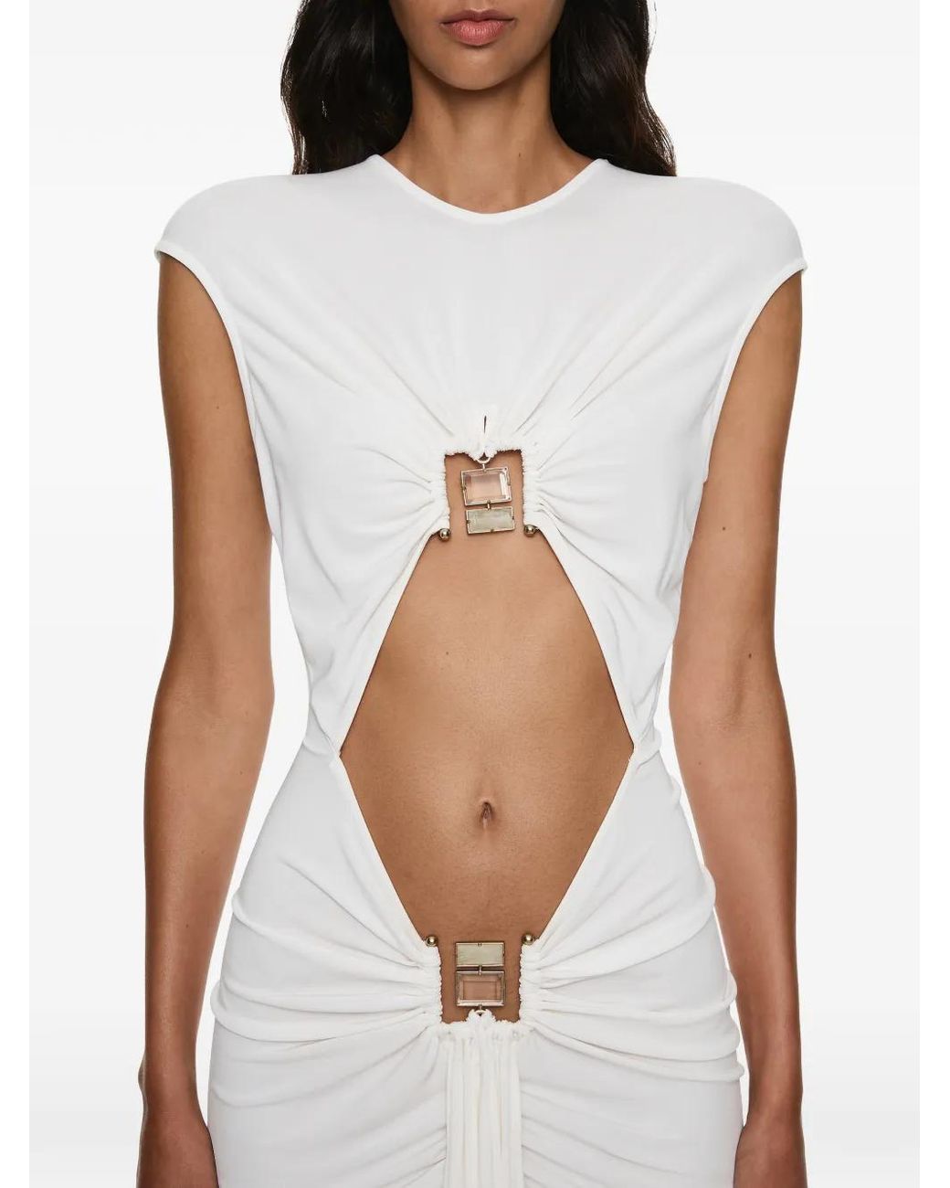 Christopher Esber White Bezel Quartz Disconnect Mini Dress
