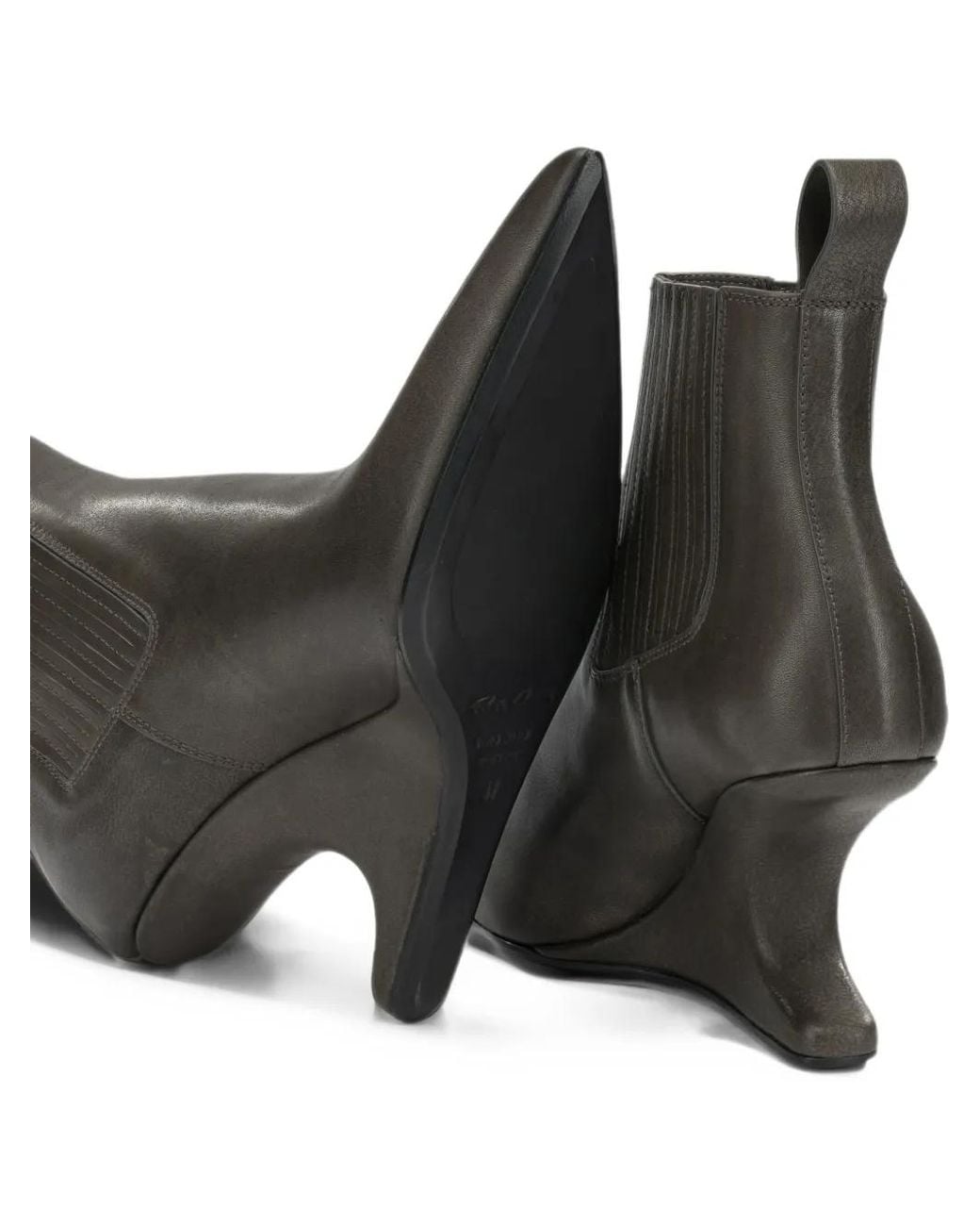 Rick Owens Black Sculptural-Wedge Ankle Boots