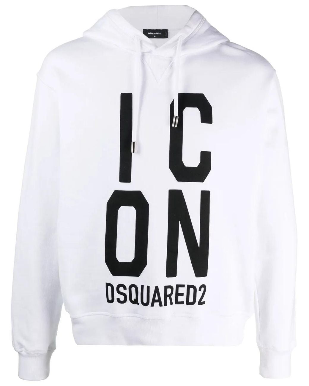 DSquared² White Icon-Print Cotton Hoodie for men