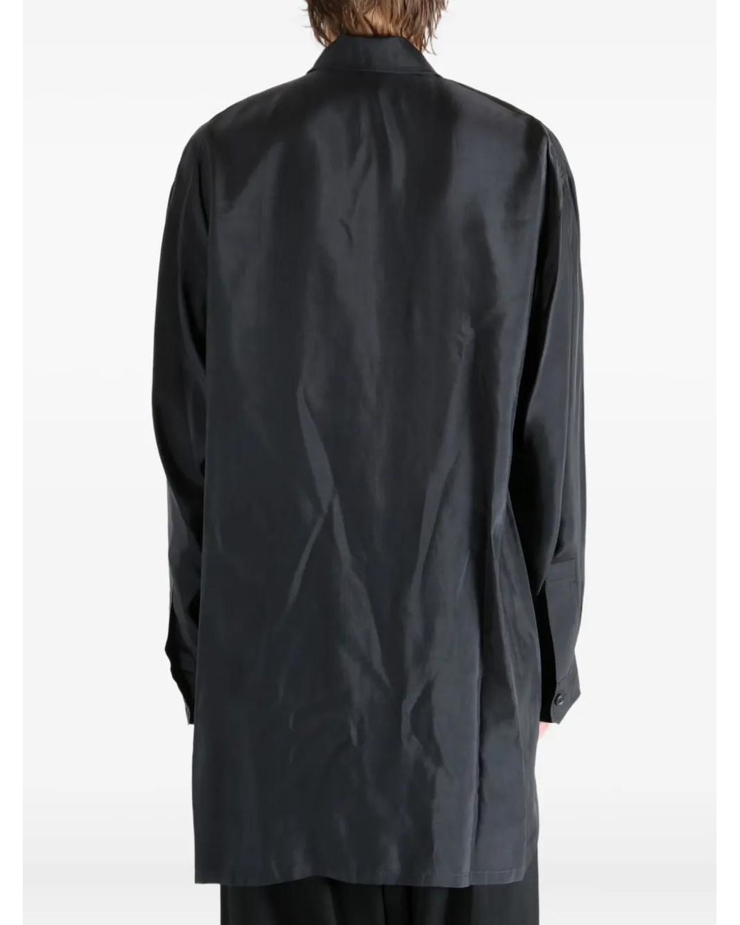 Yohji Yamamoto Double-Pocket Cupro Shirt in Black for Men | Lyst