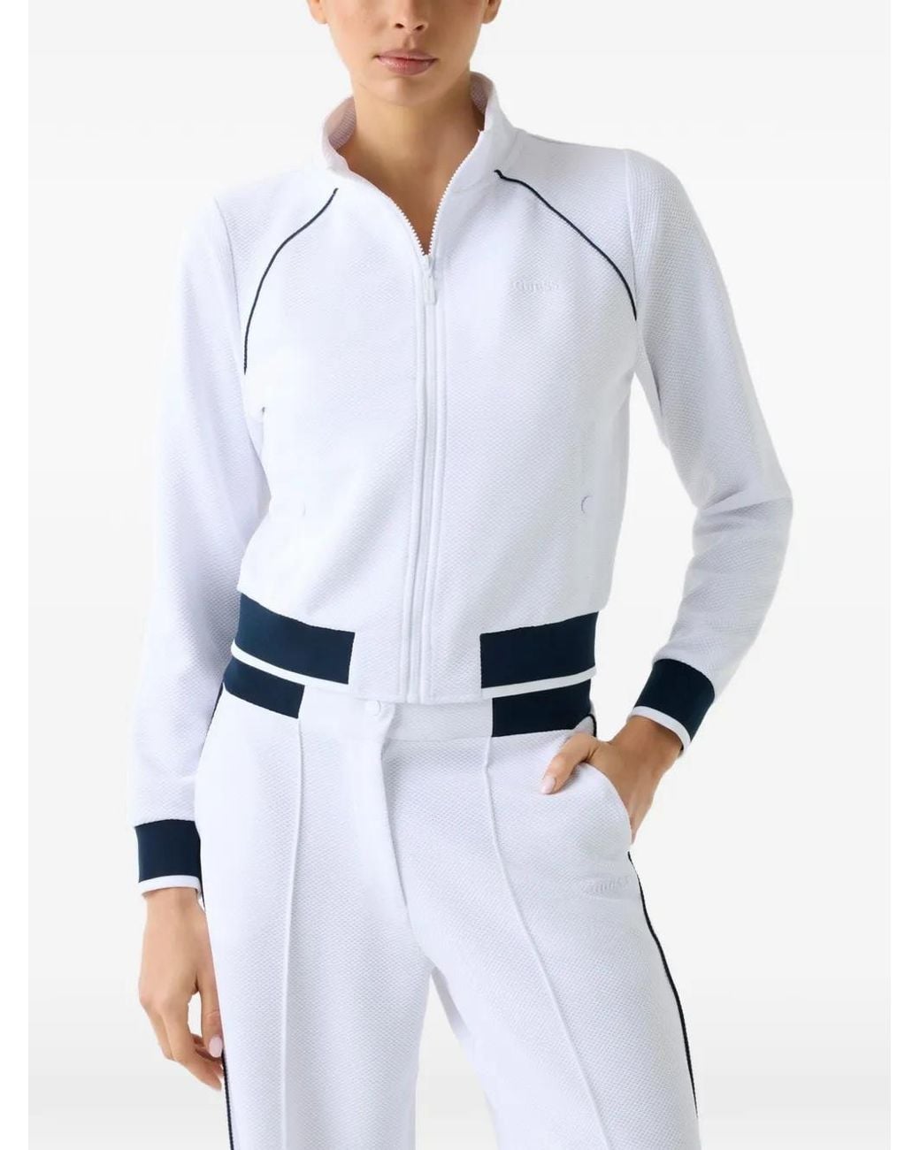 Guess White Full-Zip Sweatshirt