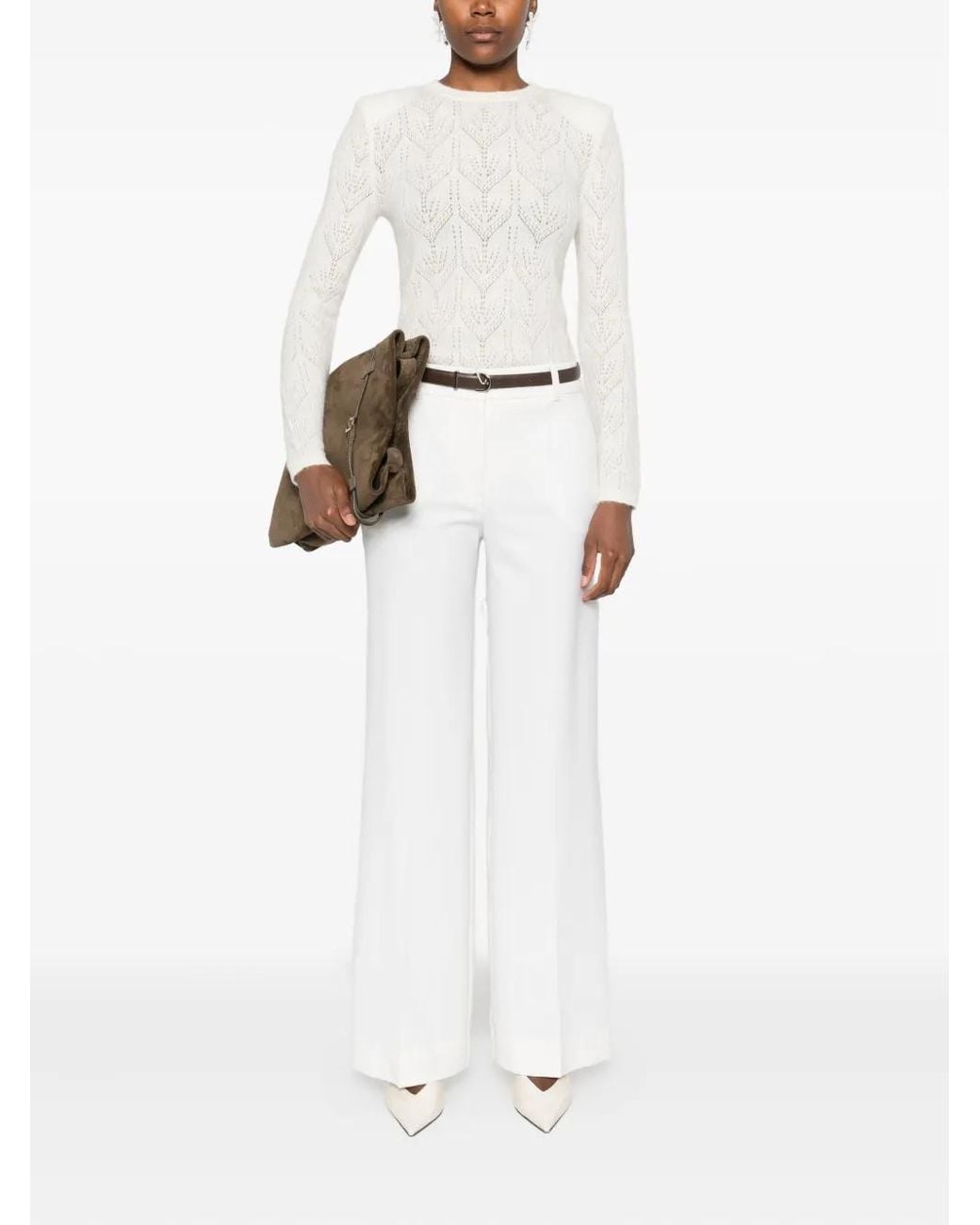 P.A.R.O.S.H. White Chevron-Pattern Sweater